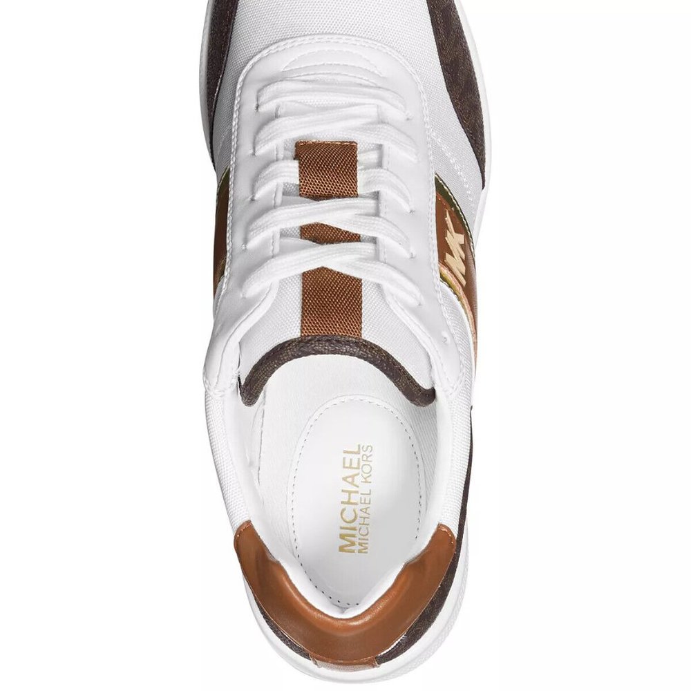 Michael Kors Mabel Brown MK Trainer Wedges Sneakers Shoes Flats Multi Size NEW - Picture 3 of 6